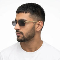Clyra | Black Medium Rim Less Square Sunglasses for Men [UV-protected]