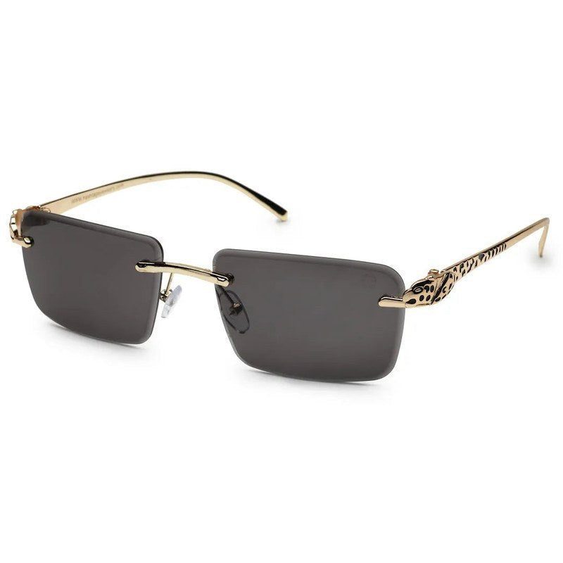 Clyra Black Medium Rim Less Square Sunglasses for Men — Hashtag Eyewears