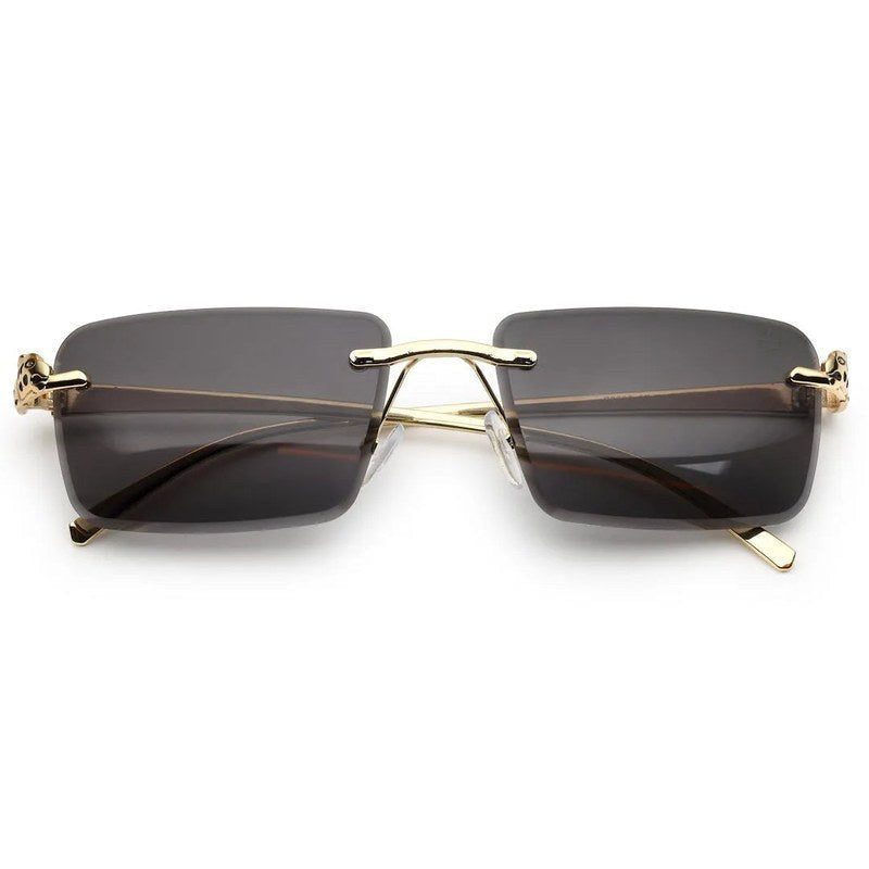 Clyra Black Medium Rim Less Square Sunglasses for Men — Hashtag Eyewears