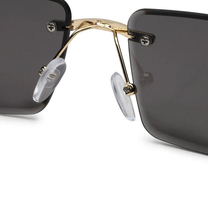Clyra Black Medium Rim Less Square Sunglasses for Men — Hashtag Eyewears
