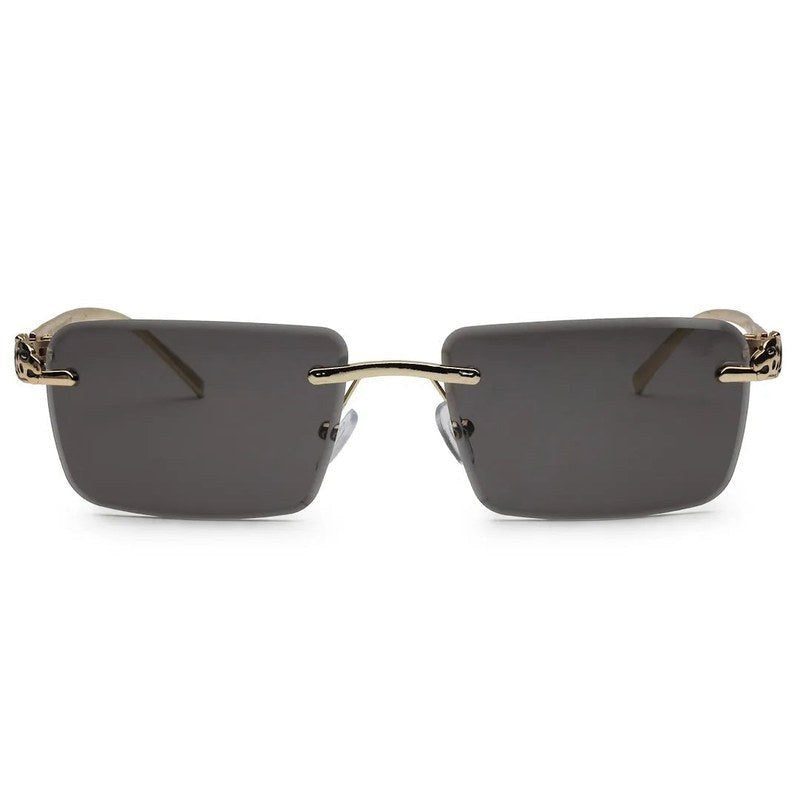 Clyra Black Medium Rim Less Square Sunglasses for Men — Hashtag Eyewears