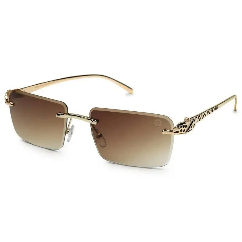 Clyra | Gradient Brown Medium Rim Less Square Sunglasses for Men [UV-protected]
