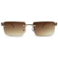 Clyra | Gradient Brown Medium Rim Less Square Sunglasses for Men [UV-protected]