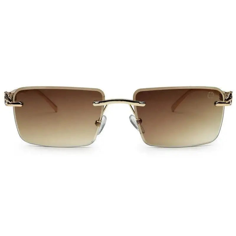 Clyra | Gradient Brown Medium Rim Less Square Sunglasses for Men [UV-protected]