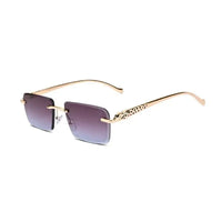 Clyra | Gradient Brown Sky Medium Rim Less RECTANGLE Sunglasses for Men [UV-protected]