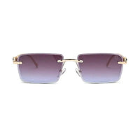 Clyra | Gradient Brown Sky Medium Rim Less RECTANGLE Sunglasses for Men [UV-protected]