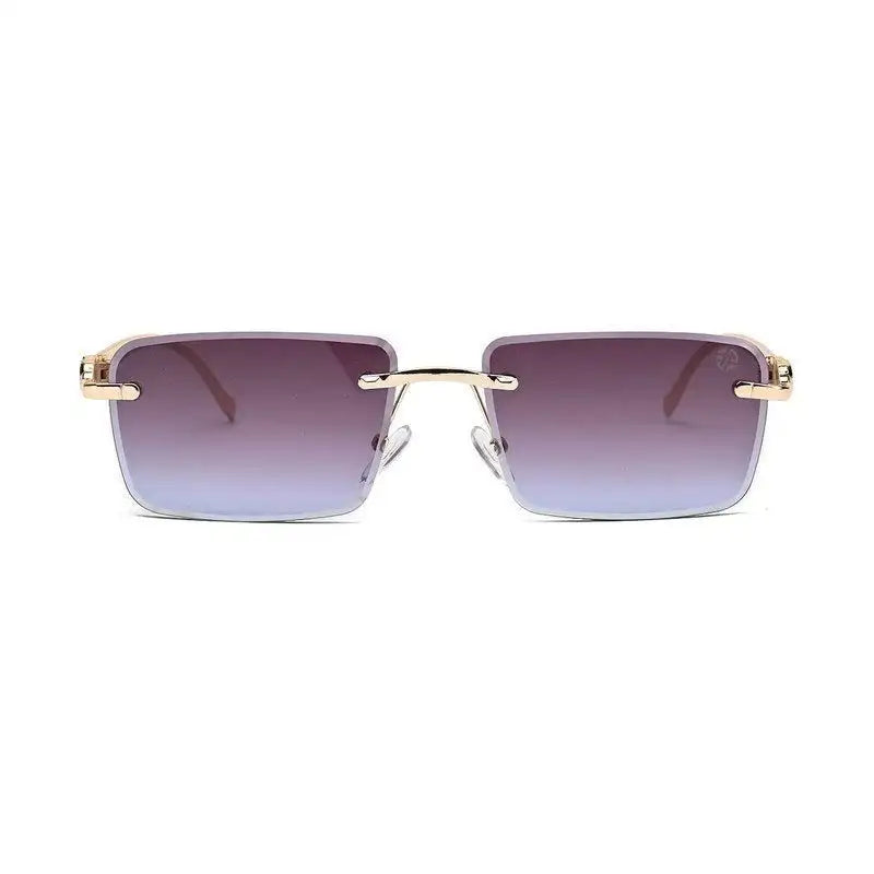Clyra | Gradient Brown Sky Medium Rim Less RECTANGLE Sunglasses for Men [UV-protected]