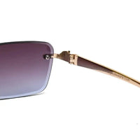 Clyra | Gradient Brown Sky Medium Rim Less RECTANGLE Sunglasses for Men [UV-protected]