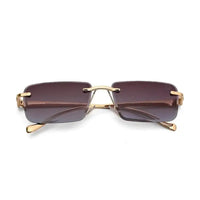 Clyra | Gradient Brown Sky Medium Rim Less RECTANGLE Sunglasses for Men [UV-protected]