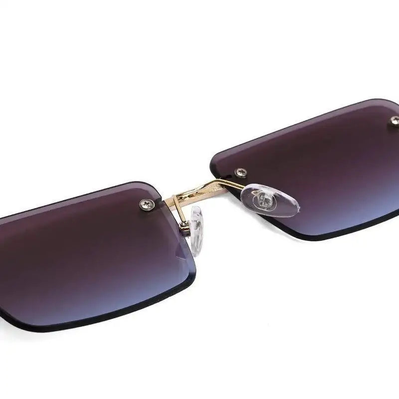 Clyra | Gradient Brown Sky Medium Rim Less RECTANGLE Sunglasses for Men [UV-protected]