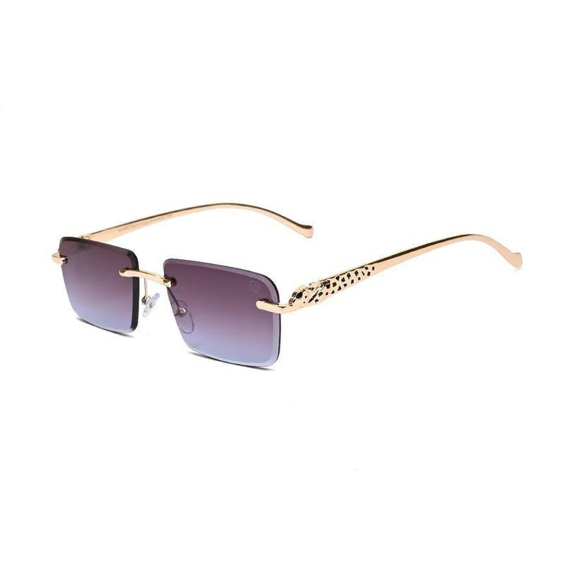 Clyra Gradient Brown Sky Medium Rim Less RECTANGLE Sunglasses for Men — Hashtag Eyewears