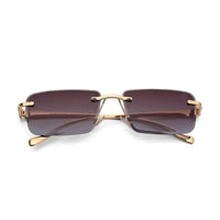 Clyra Gradient Brown Sky Medium Rim Less RECTANGLE Sunglasses for Men — Hashtag Eyewears