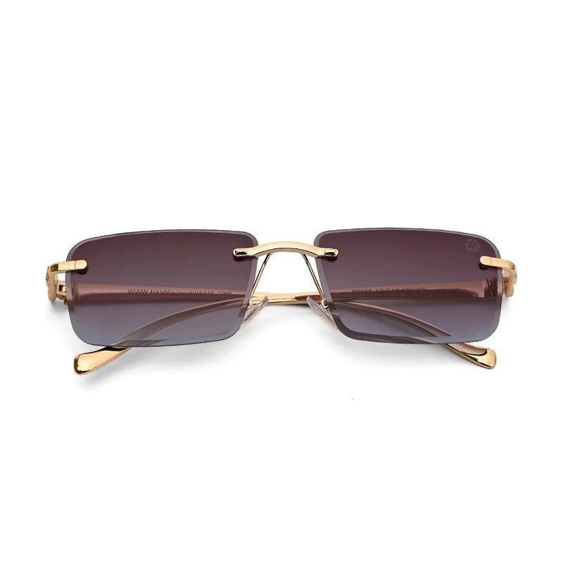 Clyra Gradient Brown Sky Medium Rim Less RECTANGLE Sunglasses for Men — Hashtag Eyewears