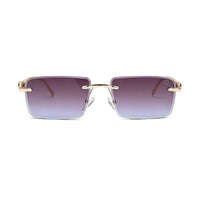 Clyra Gradient Brown Sky Medium Rim Less RECTANGLE Sunglasses for Men — Hashtag Eyewears