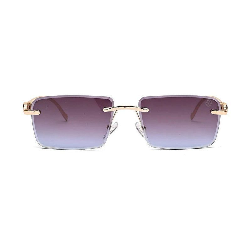 Clyra Gradient Brown Sky Medium Rim Less RECTANGLE Sunglasses for Men — Hashtag Eyewears