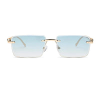 Clyra Gradient Cyan Medium Rim Less RECTANGLE Sunglasses for Men — Hashtag Eyewears