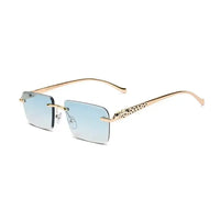 Clyra | Gradient Cyan Medium Rim Less RECTANGLE Sunglasses for Men [UV-protected]