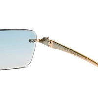 Clyra | Gradient Cyan Medium Rim Less RECTANGLE Sunglasses for Men [UV-protected]