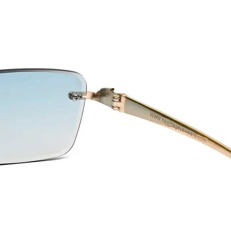 Clyra | Gradient Cyan Medium Rim Less RECTANGLE Sunglasses for Men [UV-protected]