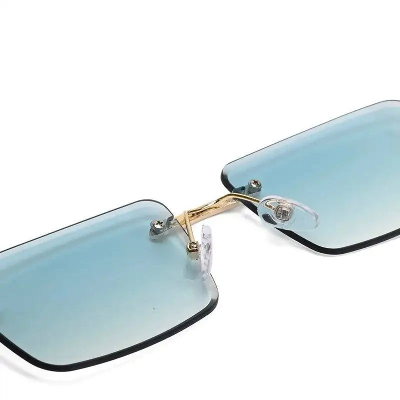 Clyra | Gradient Cyan Medium Rim Less RECTANGLE Sunglasses for Men [UV-protected]
