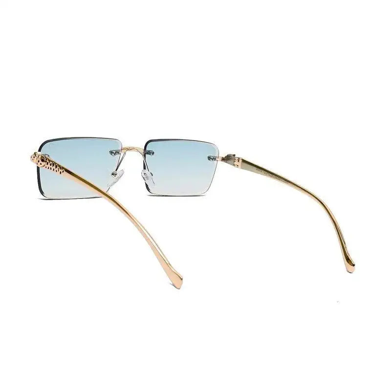 Clyra | Gradient Cyan Medium Rim Less RECTANGLE Sunglasses for Men [UV-protected]
