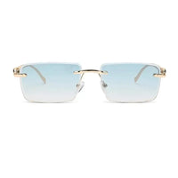 Clyra | Gradient Cyan Medium Rim Less RECTANGLE Sunglasses for Men [UV-protected]