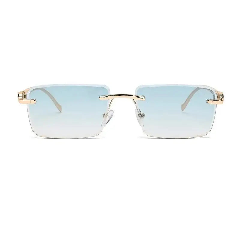 Clyra | Gradient Cyan Medium Rim Less RECTANGLE Sunglasses for Men [UV-protected]