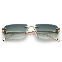 Clyra | Gradient Green Medium Rim Less Square Sunglasses for Men [UV-protected]
