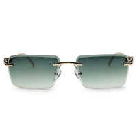 Clyra | Gradient Green Medium Rim Less Square Sunglasses for Men [UV-protected]
