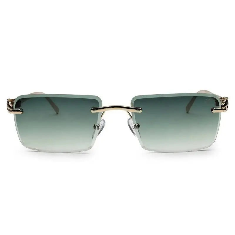 Clyra | Gradient Green Medium Rim Less Square Sunglasses for Men [UV-protected]