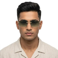 Clyra | Gradient Green Medium Rim Less Square Sunglasses for Men [UV-protected]