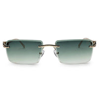 Clyra Gradient Green Medium Rim Less Square Sunglasses for Men — Hashtag Eyewears