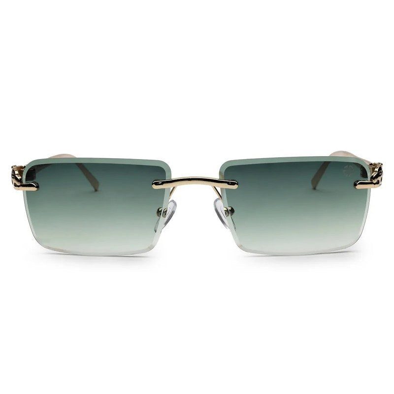 Clyra Gradient Green Medium Rim Less Square Sunglasses for Men — Hashtag Eyewears