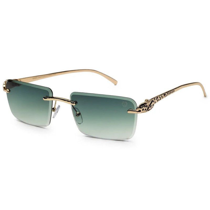 Clyra Gradient Green Medium Rim Less Square Sunglasses for Men — Hashtag Eyewears