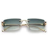 Clyra Gradient Green Medium Rim Less Square Sunglasses for Men — Hashtag Eyewears