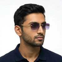 Clyra | Gradient Purple Medium RimLess RECTANGLE Sunglasses for Men [UV-protected]