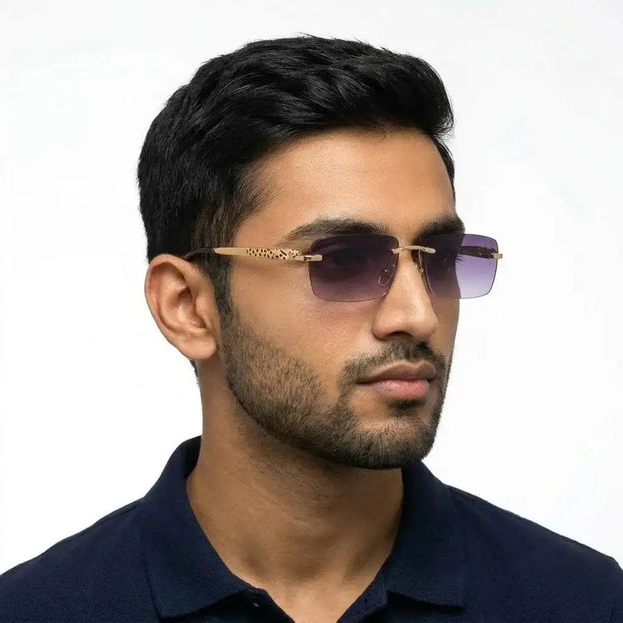 Clyra | Gradient Purple Medium RimLess RECTANGLE Sunglasses for Men [UV-protected]