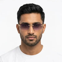 Clyra | Gradient Purple Medium RimLess RECTANGLE Sunglasses for Men [UV-protected]