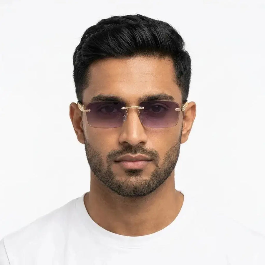 Clyra | Gradient Purple Medium RimLess RECTANGLE Sunglasses for Men [UV-protected]