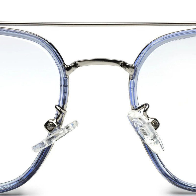 Cryonix Silver Grey Medium Full Rim Square with Lock Side Hinges Eyeglasses for Men & Women — Hashtag Eyewears