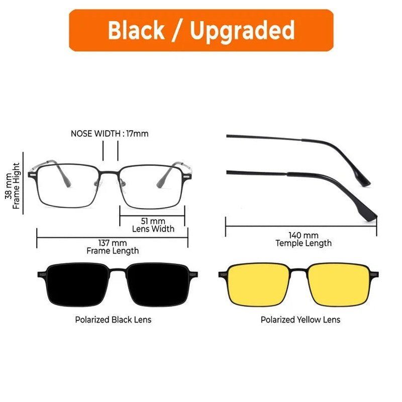 Crystar Black Medium Full Rim Rectangle Clip-on for Men & Women — Hashtag Eyewears