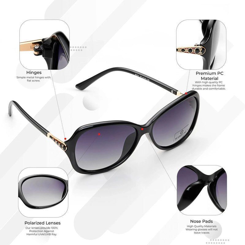 Crystara Black Large Full Rim Butterfly Sunglasses for Women — Hashtag Eyewears
