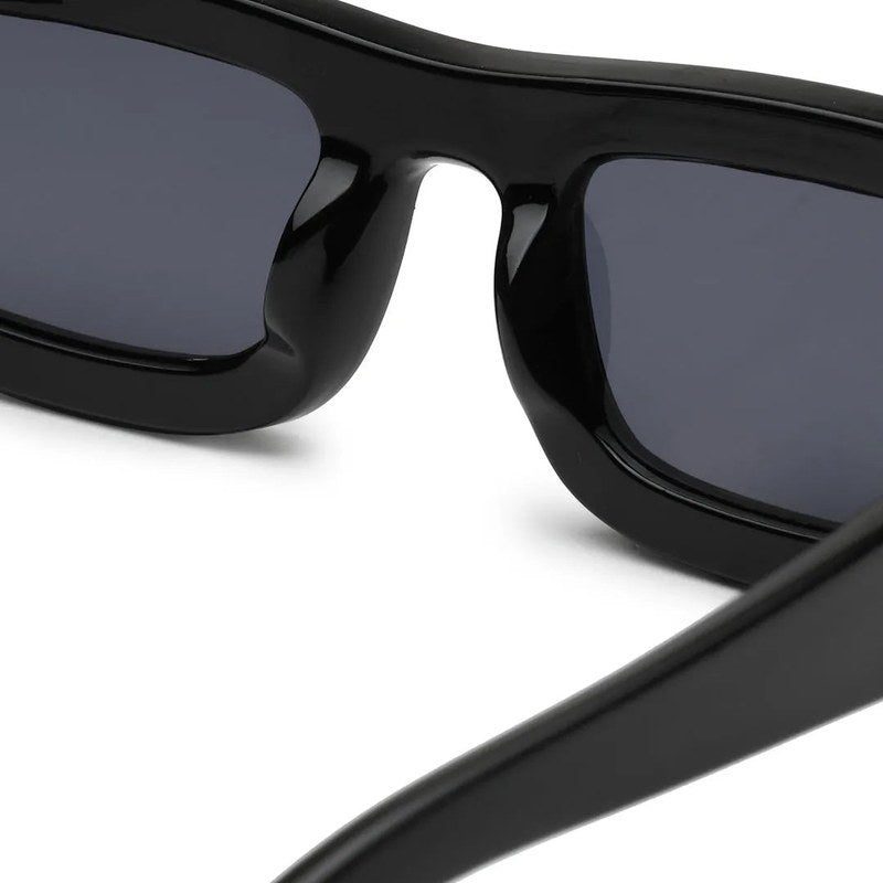 Crystix Black Small Full Rim Rectangle Sunglasses for Men & Women — Hashtag Eyewears