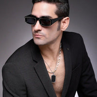 Crystix Black Small Full Rim Rectangle Sunglasses for Men & Women — Hashtag Eyewears