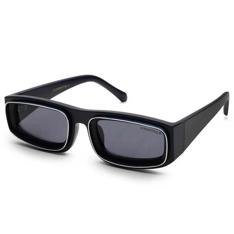 Crystix Blue Small Full Rim Rectangle Sunglasses for Men & Women — Hashtag Eyewears