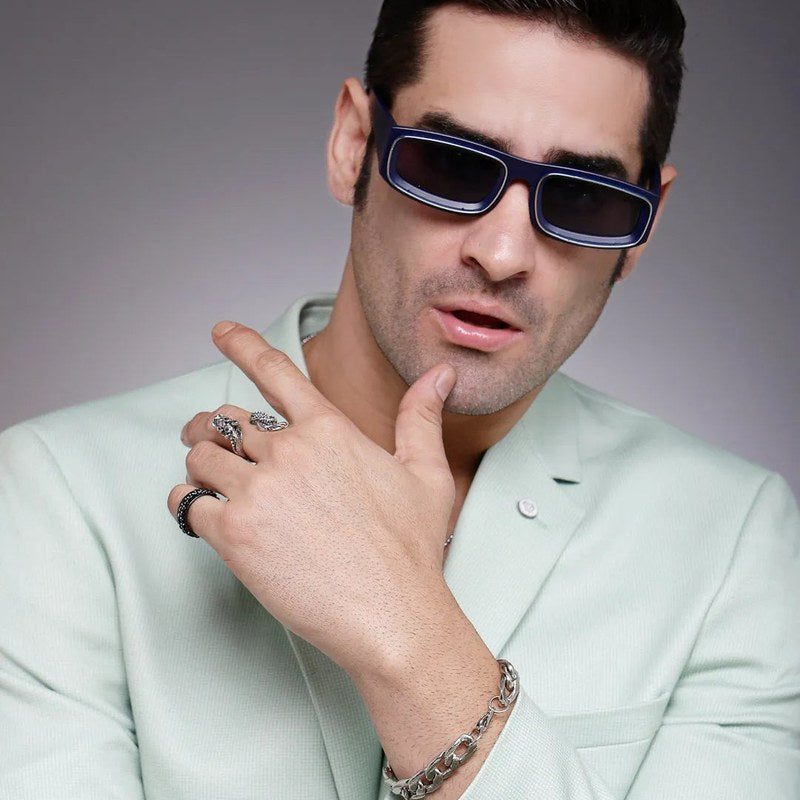 Crystix Blue Small Full Rim Rectangle Sunglasses for Men & Women — Hashtag Eyewears