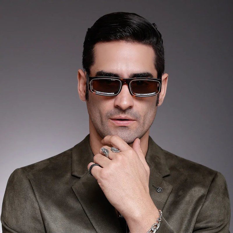 Crystix Brown Small Full Rim Rectangle Sunglasses for Men & Women — Hashtag Eyewears