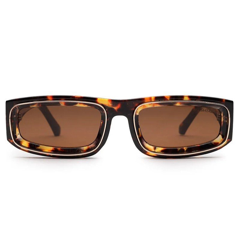 Crystix | Brown Small Full Rim Rectangle Sunglasses for Men & Women [UV-protected]