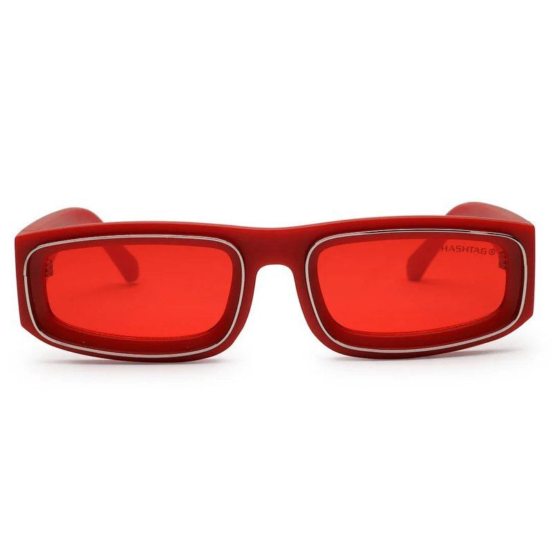 Crystix Red Small Full Rim Rectangle Sunglasses for Men & Women — Hashtag Eyewears