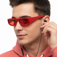 Crystix Red Small Full Rim Rectangle Sunglasses for Men & Women — Hashtag Eyewears